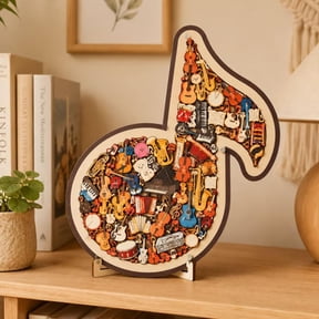 Musical Note Instrument Jigsaw Puzzle Ornament, Funny Musical Note Instrument Jigsaw Craft Kit, Suitable for Desktops, Bookshelf Decorations & Any Music Space, Creative Gifts for Music Lovers (A)