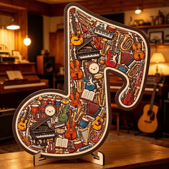 Musical Note Instrument Jigsaw Puzzle Ornament Therapeutic Hands On Experience With Irregularly Shaped Instrument Fragments For Quiet Focus And Rewarding Accomplishment