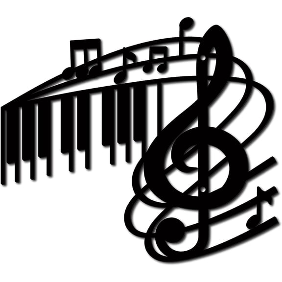 Musical Note Iron Wall Signs Metal Art Wall Decoration for Living Room Home Office Garden Kitchen Hotel Balcony Matte Gunmetal Color 230x260x1mm