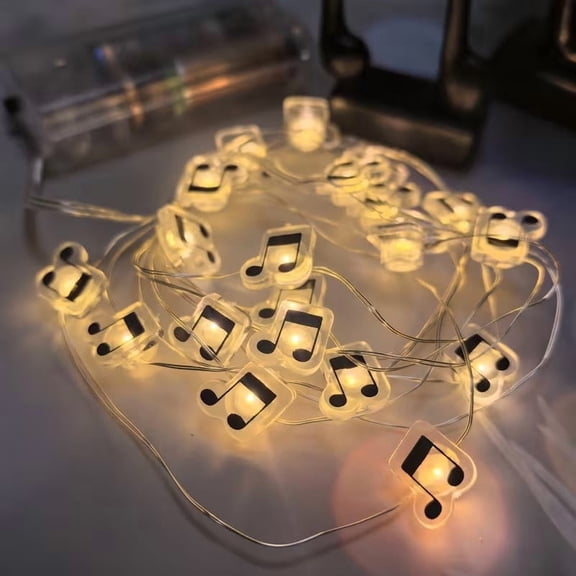 Musical Note LED String Lights - Battery Operated Warm White Decor