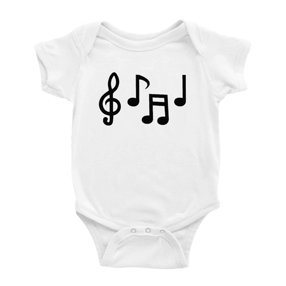 Musical Note Line Art Cute Baby Short Sleeve Bodysuit Newborn-24 Months