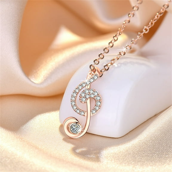 Musical Note Necklace Cubic-Zirconia Necklace Women Gril Wonderful Gift Mother's Day Birthday Anniversary Gifts for Mom Of The Day