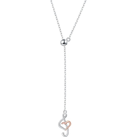 (Musical Note Necklace Pendant 925 Sterling Silver Jewelry For Women, 18 Inch[Z3447]