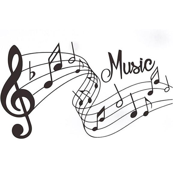 Musical Note PVC Self Adhesive Decorative Stickers Waterproof Decals for Home Wall Door Decoration Black 341x602x0.2mm