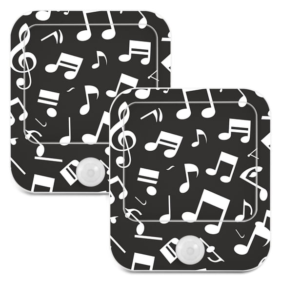 Musical Note Pattern 2 Pack LED Motion Sensor Night Light Plug into Wall Auto Dusk to Dawn Adjustable Brightness for Kids Bedroom Hallway Nursery Room