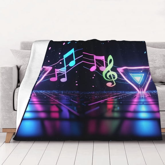 Musical Note Pattern Warm Cozy Plush Throw Blanket for Couch Bed Sofa 40"x30"