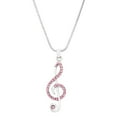 thumbnail image 1 of Musical Note Pendant Necklace Pink Rhinestone Crystal Rhodium Plated 17 Inch Snake Chain J0253-PK, 1 of 3