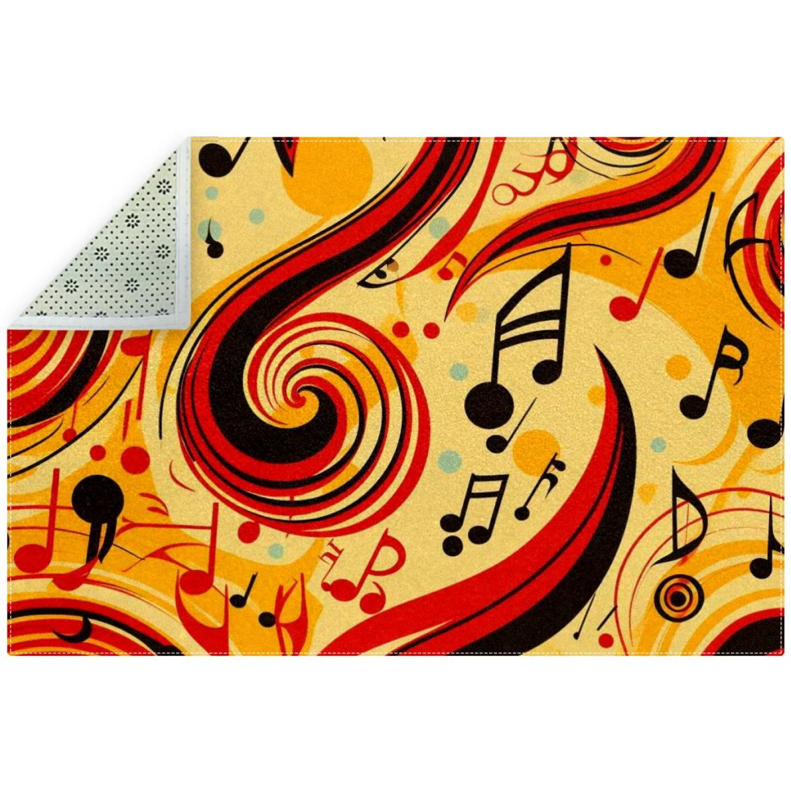 Musical Note Polyester Welcome Mat - Indoor/Outdoor Door Mat with Right ...