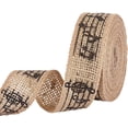 thumbnail image 1 of Musical Note Print Burlap Ribbons Tan 1-1/8 inch(30mm) about 5.47 Yards(5m)/Roll, 1 of 7