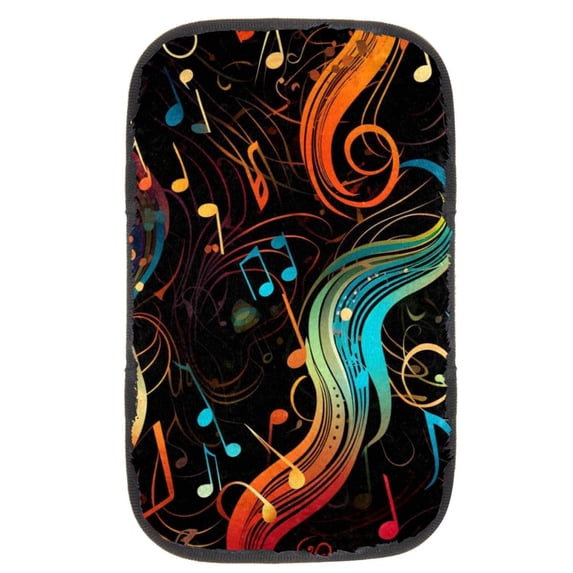 Musical Note Printed Furry Soft 12.5x8.2 Inch Car Armrest Mat Cover Accessories