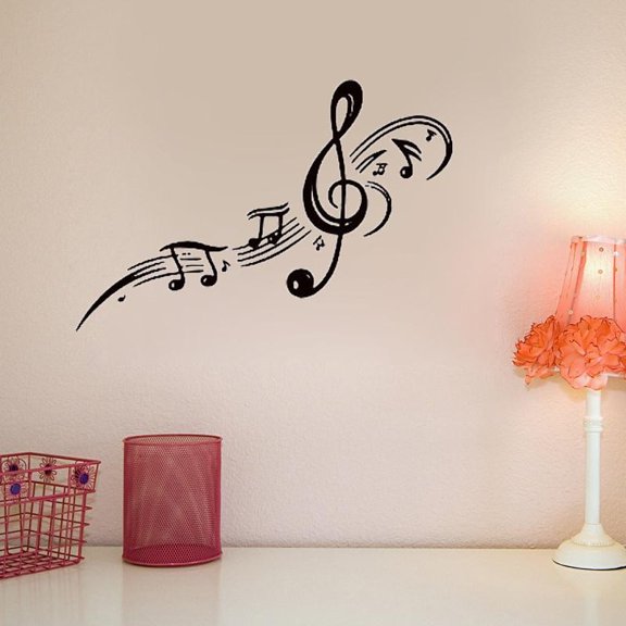 Musical Note Scale Treble Clef Pattern Wall Sticker Home Decor Vinyl Wall Decal Children Kids Room Decoration Nursery Wallpaper 68x43cm