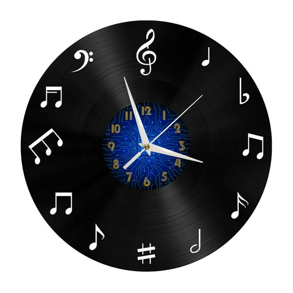 Musical Note Tadpole Vinyl Record Wall Clock for Kitchen Wall Decor Wall Art Gift for Lover Gift Idea for a Best Friend(B)