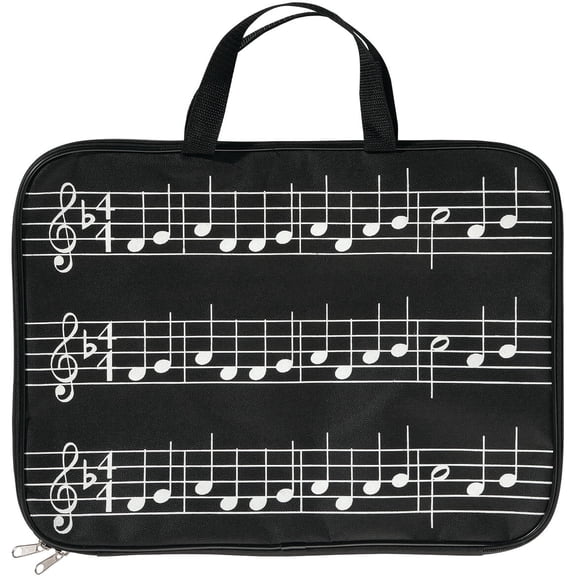 Musical Note Tote Bag with Zipper, Sheet Music Briefcase, Black