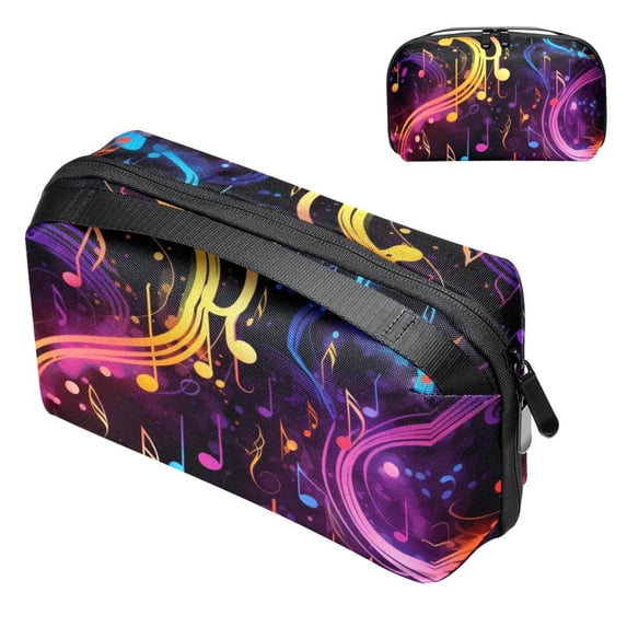 Musical Note USB Organizer Oxford Cloth Waterproof Electronic Gadget Storage Bag 5.9x9.44x3.14 in Hard Drive Case Portable Small Box Cell Phone Charger Cord Organizer