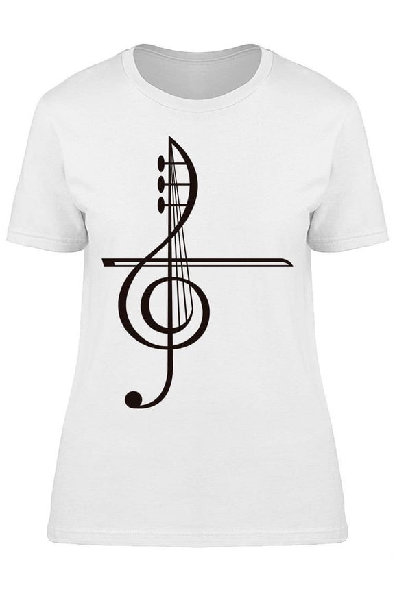 Musical Note Violin T-Shirt Women -Image by Shutterstock, Female Large