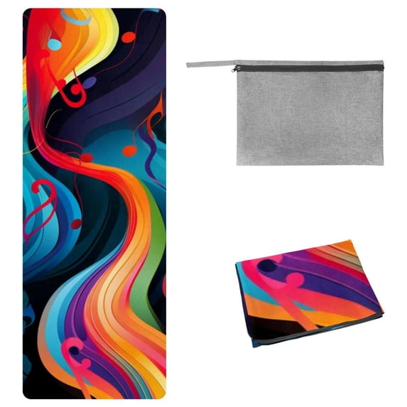 Musical Note Yoga Blanket with Storage Bag, 72.8"x26.8", Suitable for Yoga, Pilates, Fitness, Gym Towels, Yoga Towels, Yoga Mat Towel