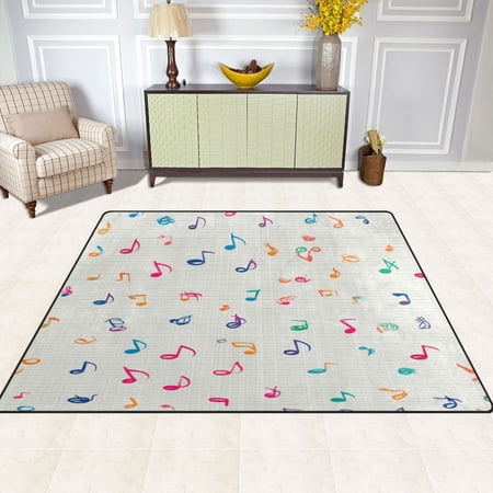 Musical Notes 63''x48'' Plush Memory Foam Bath Mat, Soft, Absorbent, Non Slip, Durable