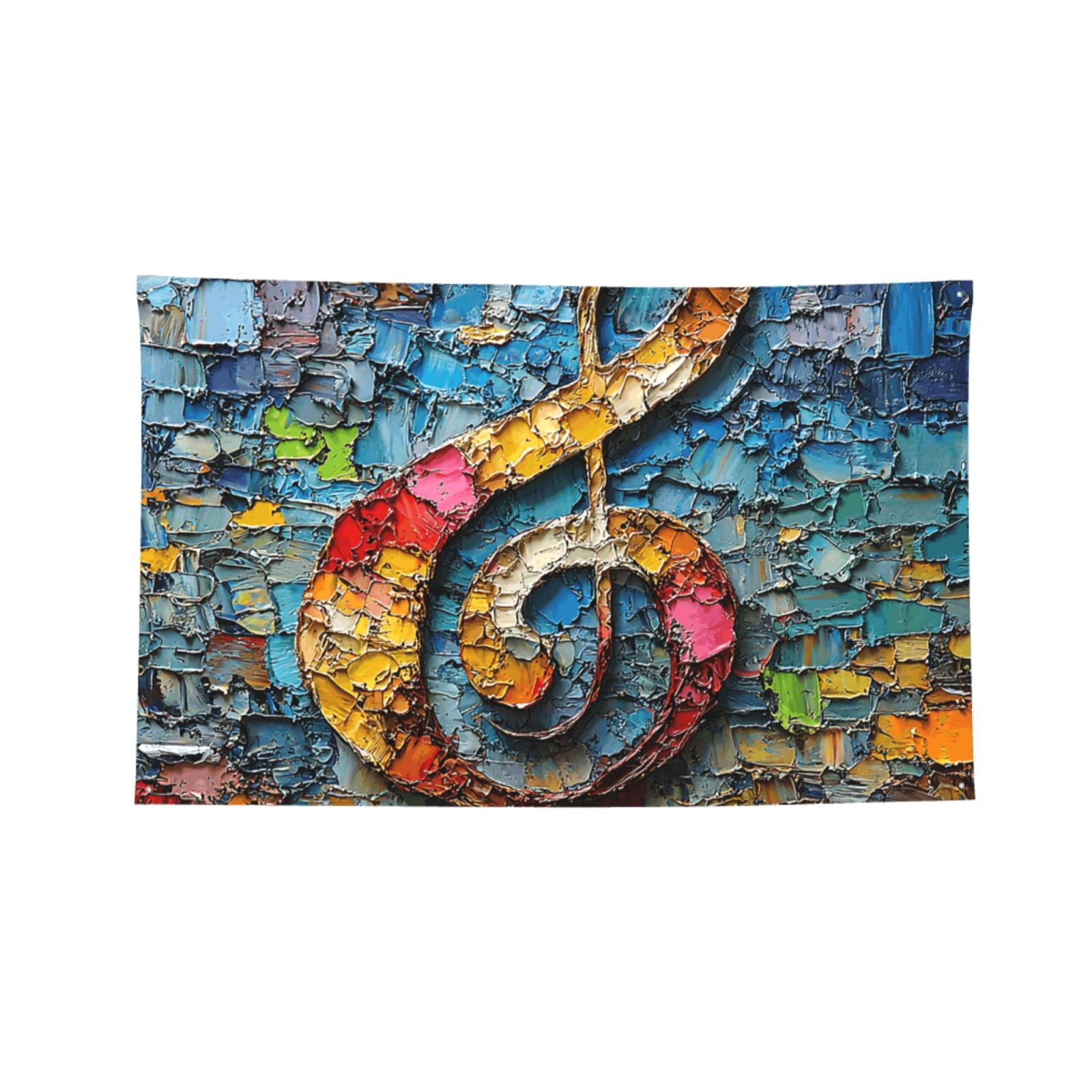Musical Notes Art Four Hole Decorated Banner Flag for Garden Yard Home Decoration Indoor Outdoor 4x6 Ft