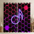 thumbnail image 1 of Musical Notes Blackout Curtains Black Purple Curtains, Neon Gradient Honeycomb Curtains & Drapes Music Theme Living Room Curtains, Glowing Pink Hexagon Window Curtains Popstar Bedroom Decor, 1 of 6