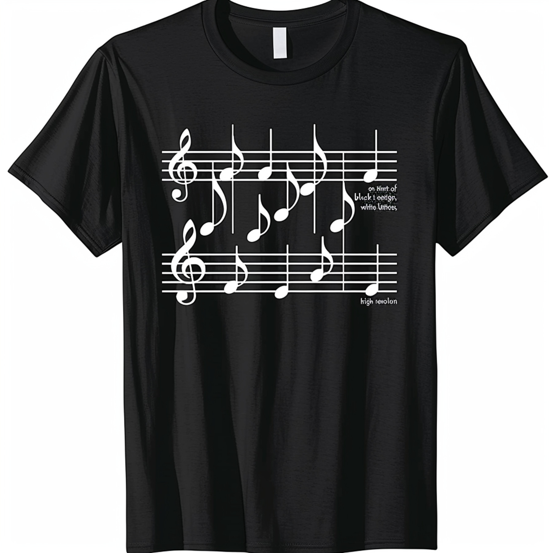 Musical Notes Design Black TShirt Minimalistic Style Vector Art White ...