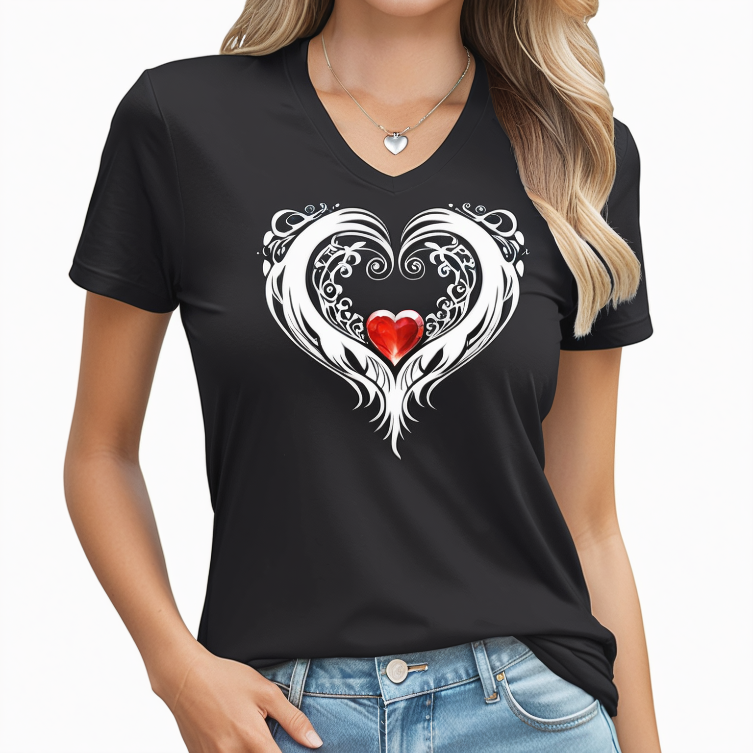 Musical Notes Heart Treble Clef Music Women's Fashion Tees Trendy