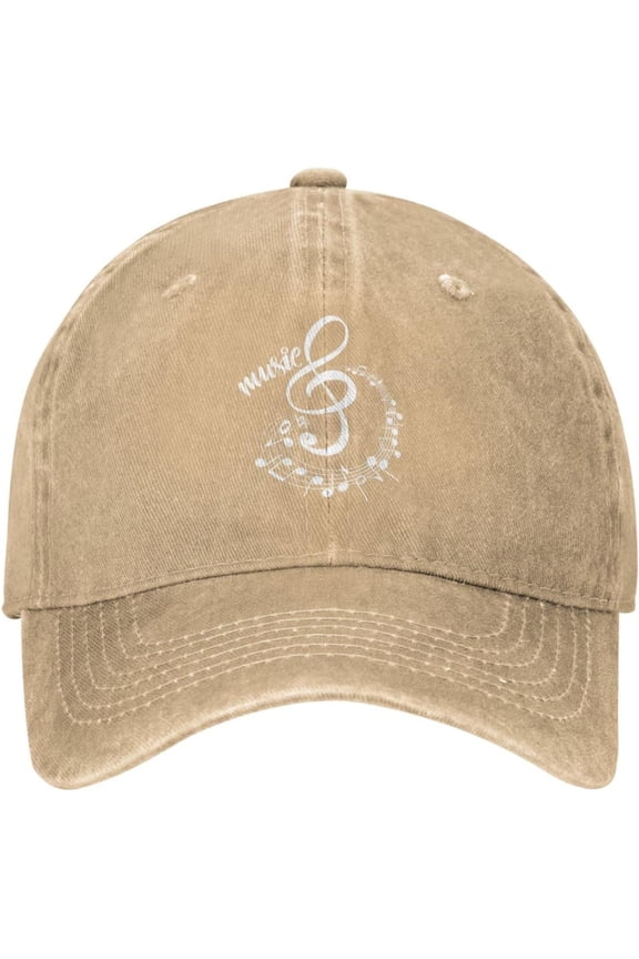 Musical Notes Icon Music Distressed Adjustable Washed Denim Mens Dad Trucker Hat Baseball Ball Cap for Men
