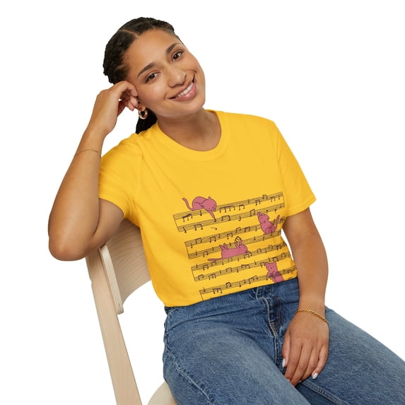 Musical Notes Kitty Musician Art Men Women Kids TShirt