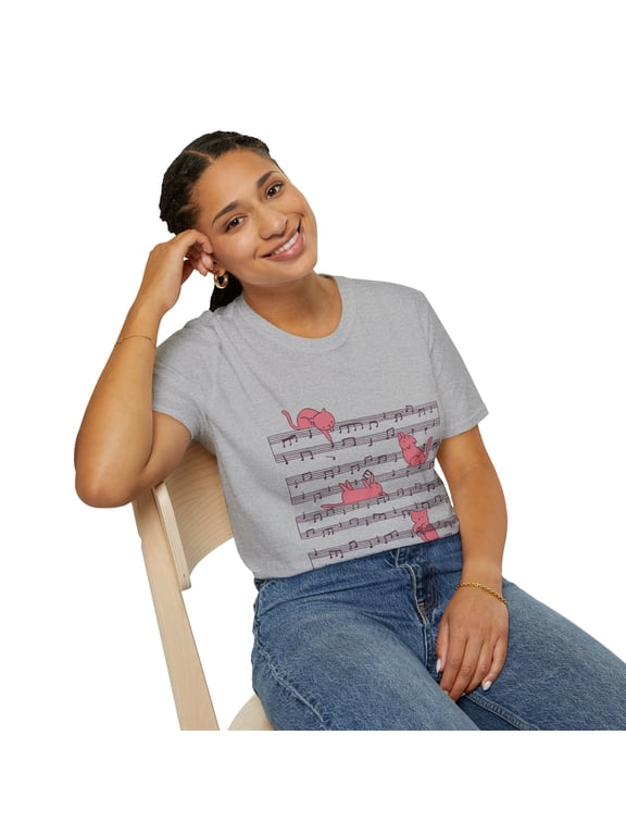 Musical Notes Kitty Musician Art Men Women Kids TShirt