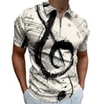 thumbnail image 1 of Musical Notes Men Zipper T-shirt Summer Casual Short Sleeve T-shirt Top, 1 of 7