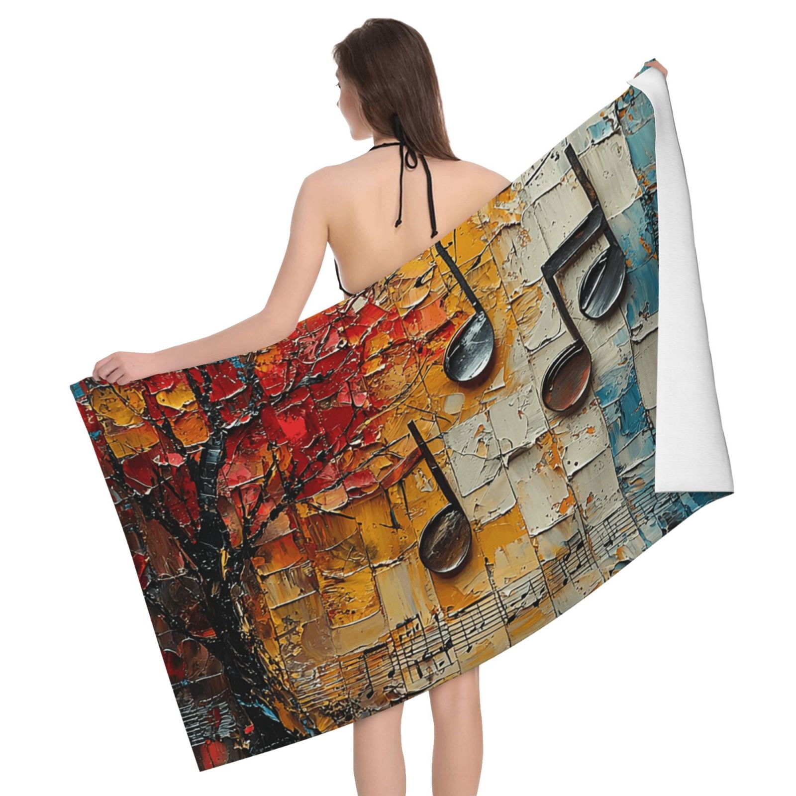 Musical Notes Music Beach Bath Towel Gym Spa Shower Towels Pool Soft 32" X 52" for Men Women