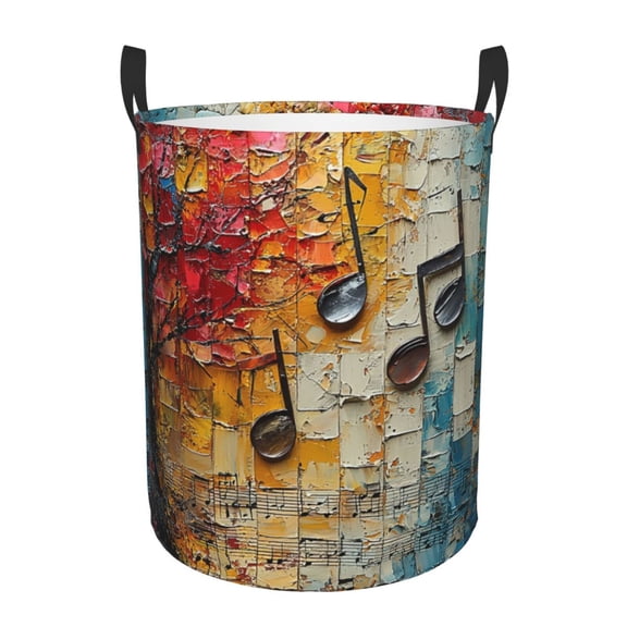 Musical Notes Music Foldable Laundry Hamper with Handle Storage Basket for Clothes Toys & Organizing