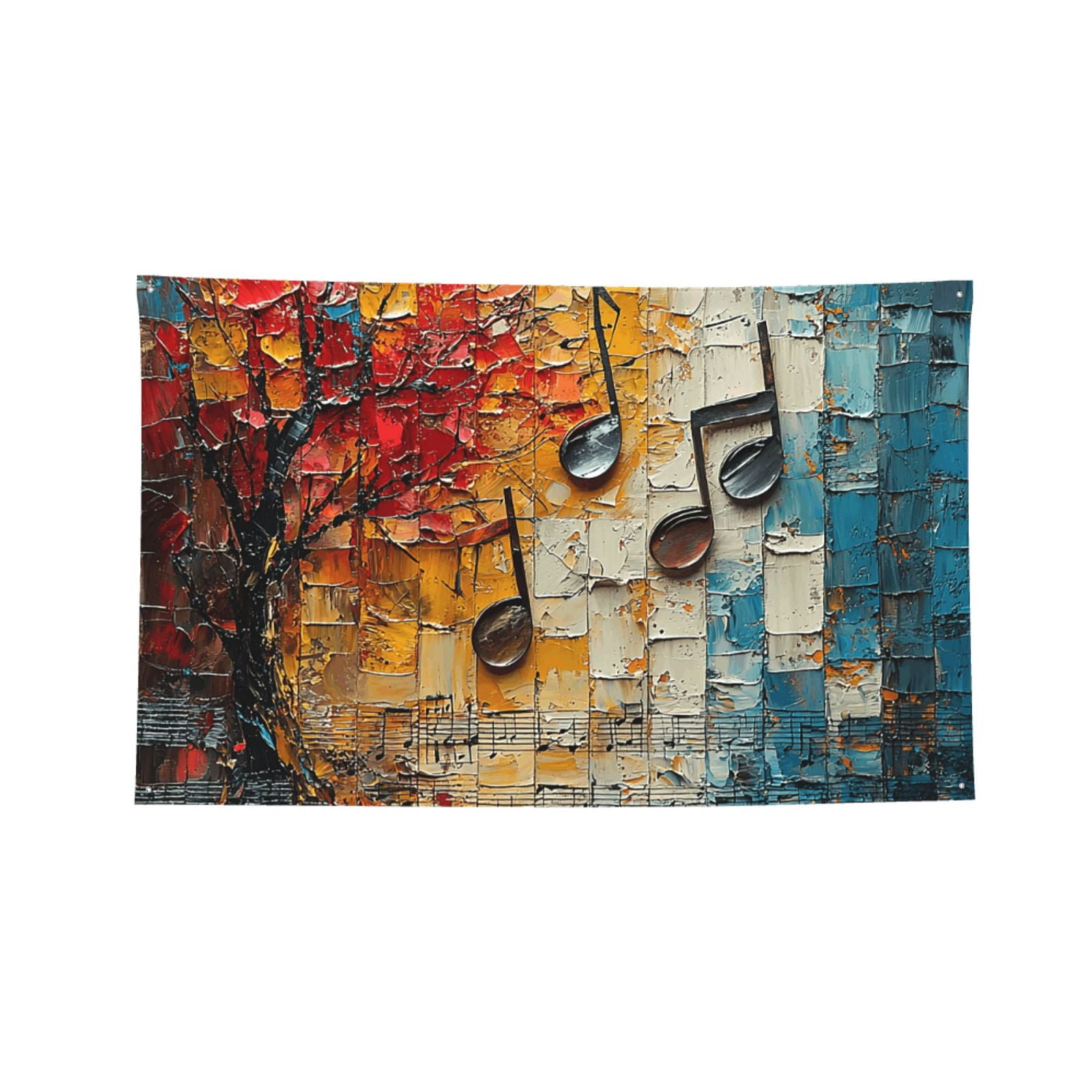 Musical Notes Music Four Hole Decorated Banner Flag for Garden Yard Home Decoration Indoor Outdoor 4x6 Ft