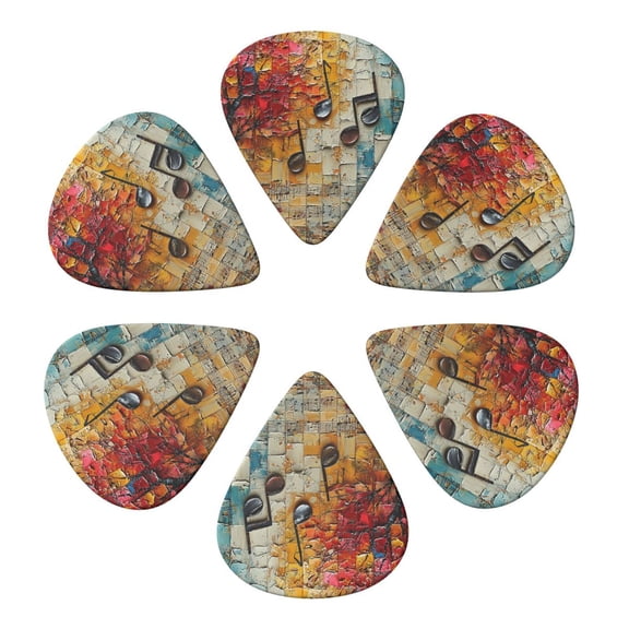 Musical Notes Music Guitar Pick 6 Pack for Bass Acoustic Electric Guitars Lovers Gift 0.71mm