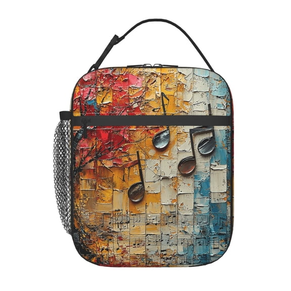 Musical Notes Music Lunch Box Bag Insulated Lunchbox Reusable Tote Thermal Cooler Portable for Women Men