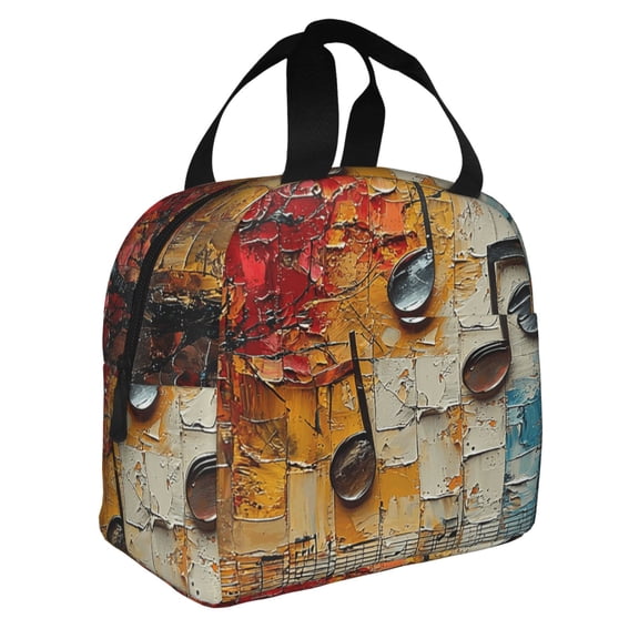 Musical Notes Music Reusable Lunch Bag Insulated Meal Tote Box Thermal Cooler Handbag Food Container For Work Travel Picnic