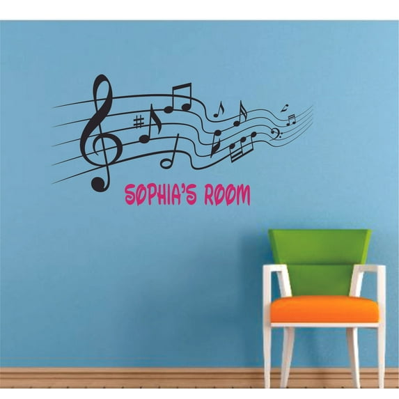 Musical Notes For Music Room Cartoon Decors Wall Sticker Art Design Decal for Girls Boys Kids Room Bedroom Nursery Kindergarten House Fun Home Decor Stickers Wall Art Vinyl Decoration (27x30 inch)