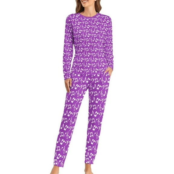 Musical Notes Pajamas Black And White Lovely Pajama Sets Woman Long Sleeve Casual Home Suit Big Size