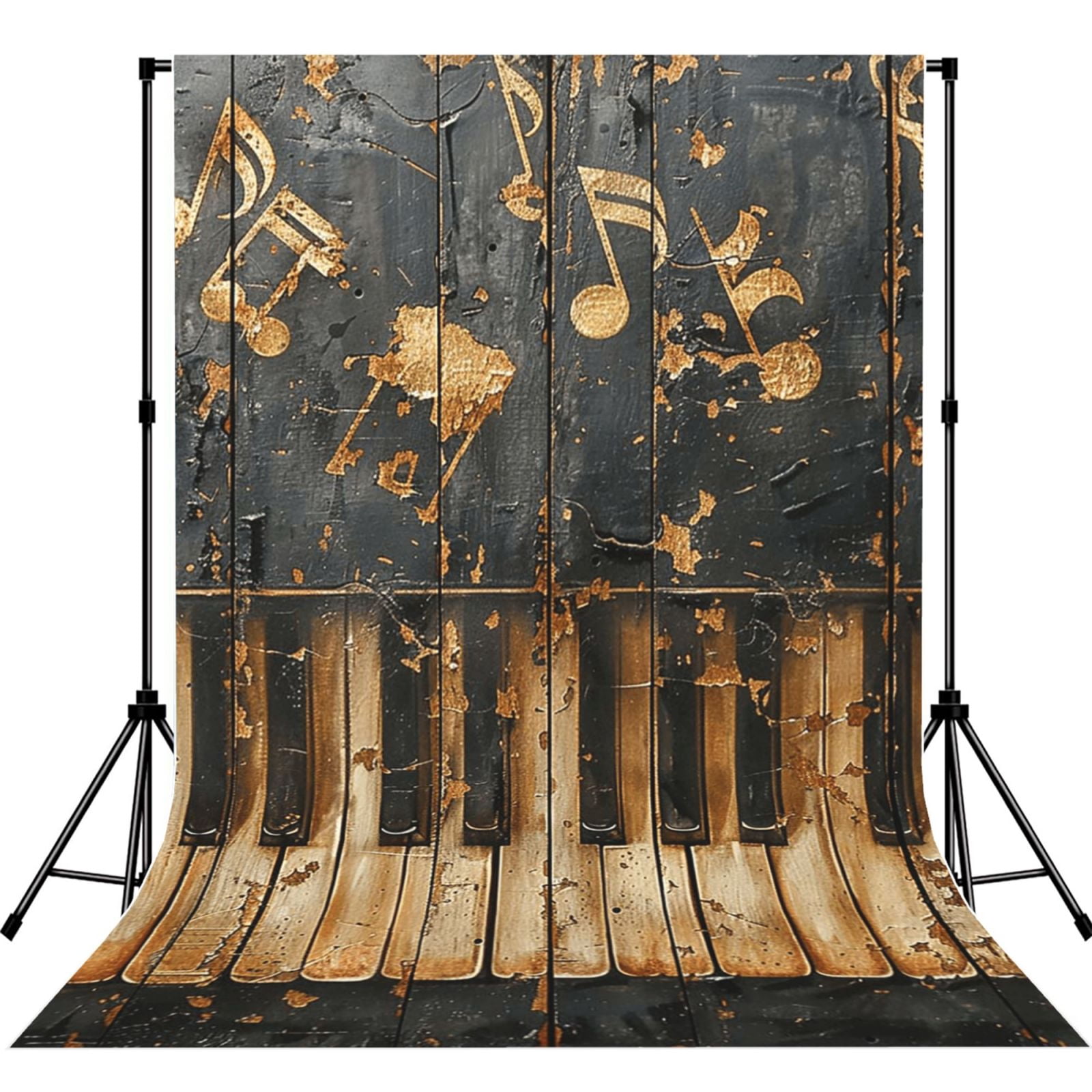 Musical Notes Piano Vintage Golden Photography Backdrop 5x7Ft ...