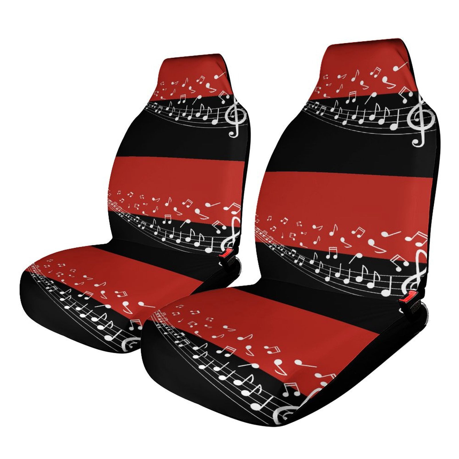 Musical Notes Red And Black Background Car Seat Covers Front Seats ...