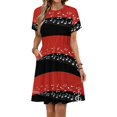 thumbnail image 1 of Musical Notes Red And Black Background Short Sleeve Dress Women Summer Evening Dresses Ladies Sundress, 1 of 7
