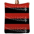 thumbnail image 1 of Musical Notes Red and Black Background Soft Warm Blanket Throw Blanket Flannel Bedspread Couch Chair Cute Sofa Bed Cover, 1 of 6