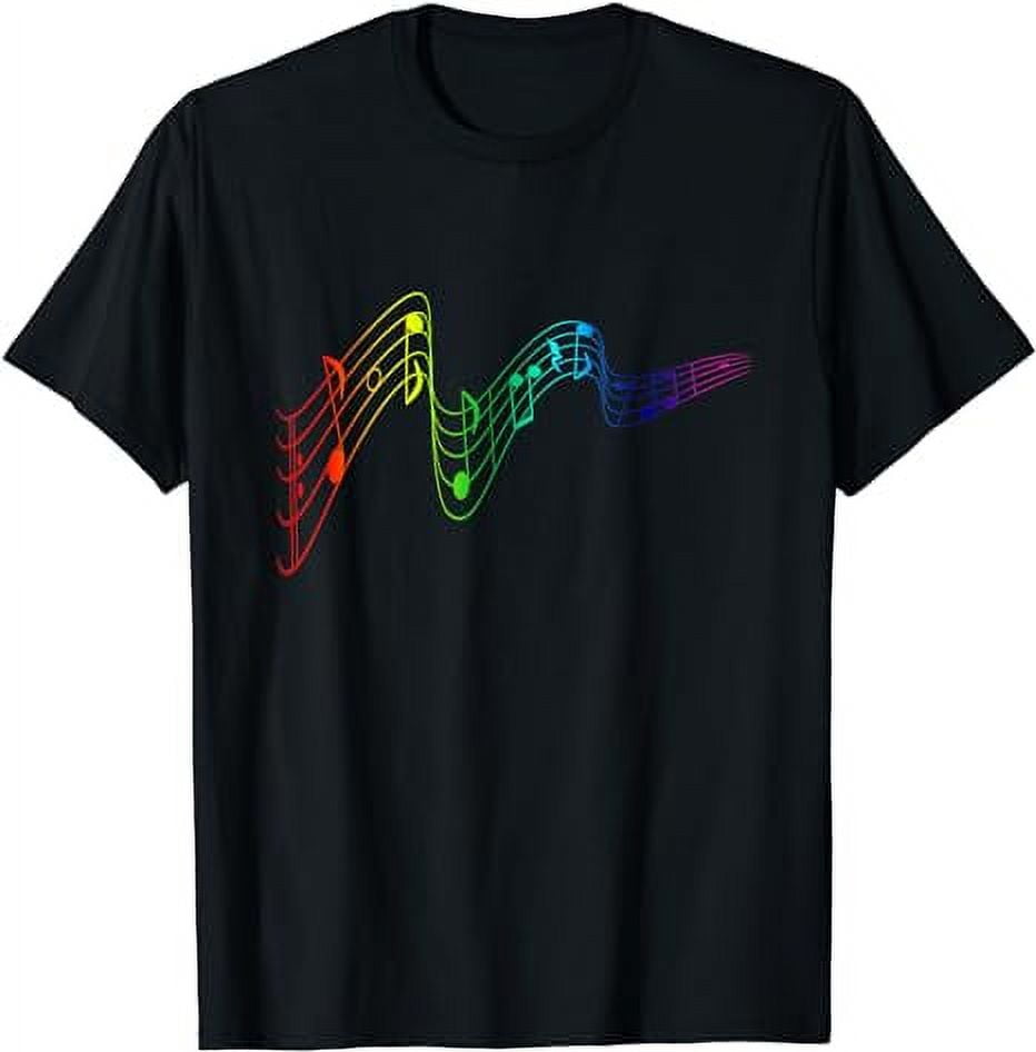 Musical Notes Shirt Women, Colorful Music Sheet Tshirt