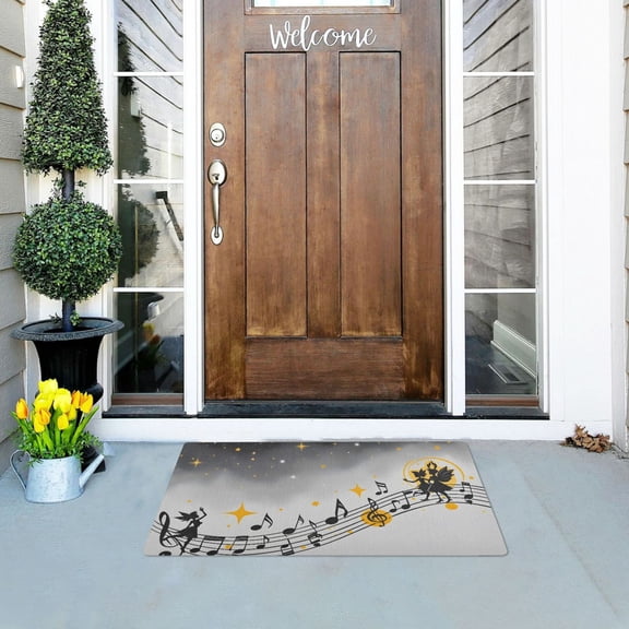 Musical Notes Stars Fairies on Stave Doormats Welcome Mats Gate Pads Entryway Outdoor 32" x 20"
