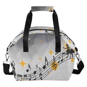 Musical Notes Stars Fairies on Stave Insulated Lunch Bag Reusable Quilted Lunch Box Waterproof Leakproof Lunch Container