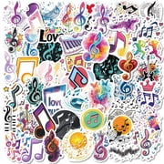 Musical Notes Stickers 50Pcs Funny Notes Series Decals Waterproof Vinyl Cartoon Decals For DIY Helmet Guitar Phone Laptop Stickers