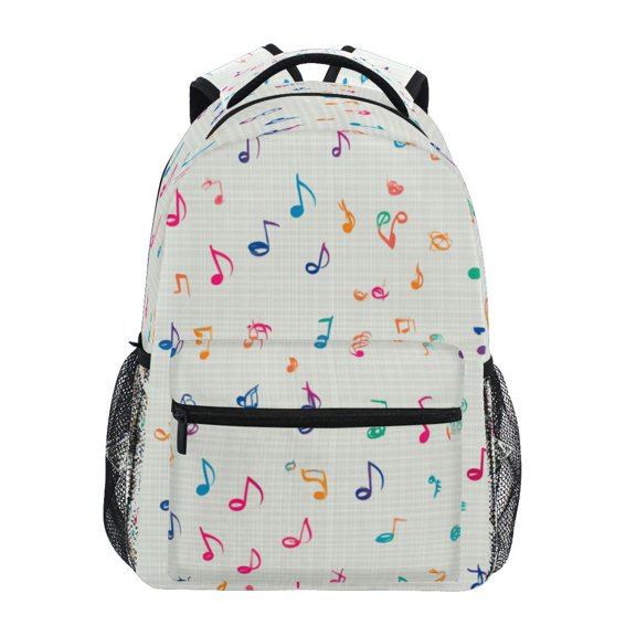 Musical Notes Stylish Large Backpack 15L Self-Standing Durable Twill for School, Office and Travel Use