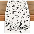 Musical Notes Table Runner Music Event Birthday Party Decor Black and