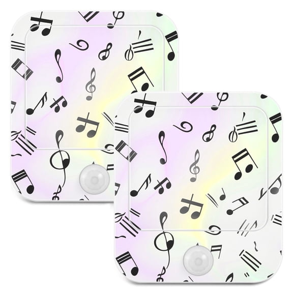 Musical Notes in Tie Dye 2 Pack LED Motion Sensor Night Light Plug into Wall Auto Dusk to Dawn Adjustable Brightness for Kids Bedroom Hallway Nursery Room