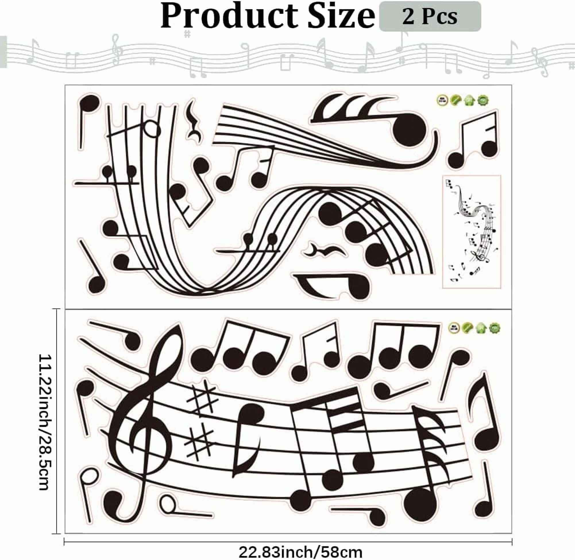 Musical Notes Wall Decal Black Vinyl Wall Stickers PVC Music 22.8 x 11 ...