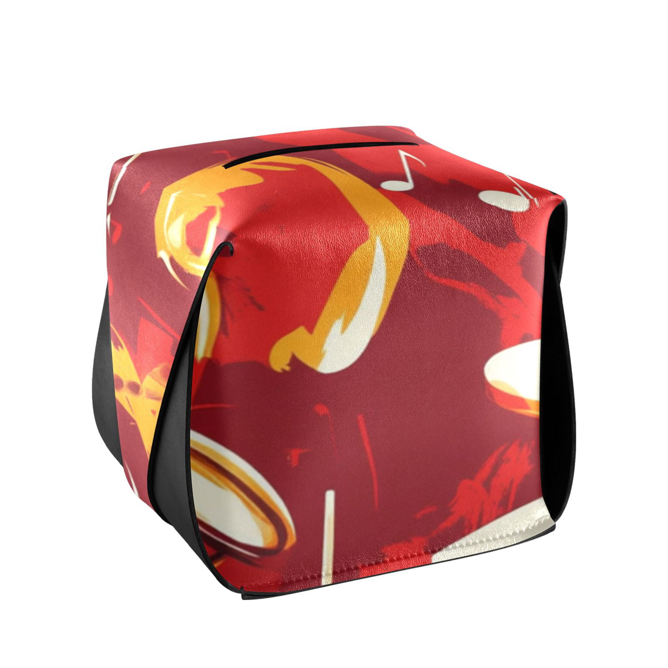Musical Instruments Tissue Musical Notes and Instruments 5.7in Leather Tissue Box Cover Square PVC ...